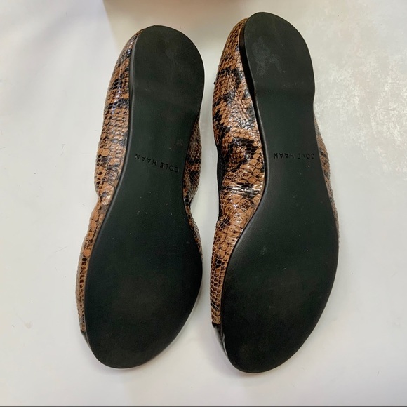 COLE HAAN Black/Brown Reptile Leather Ballet Flats Size 6 - Picture 5 of 6